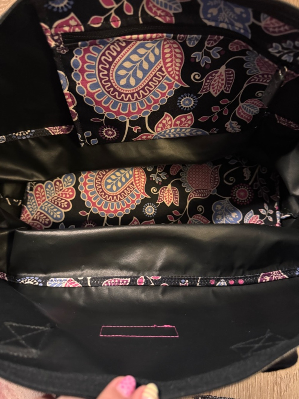 Vera Bradley Black Paisley Tote with Pink & Blue Accents - Picture 5 of 7